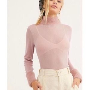 Free People Cozy Up Fur Trimmed Top